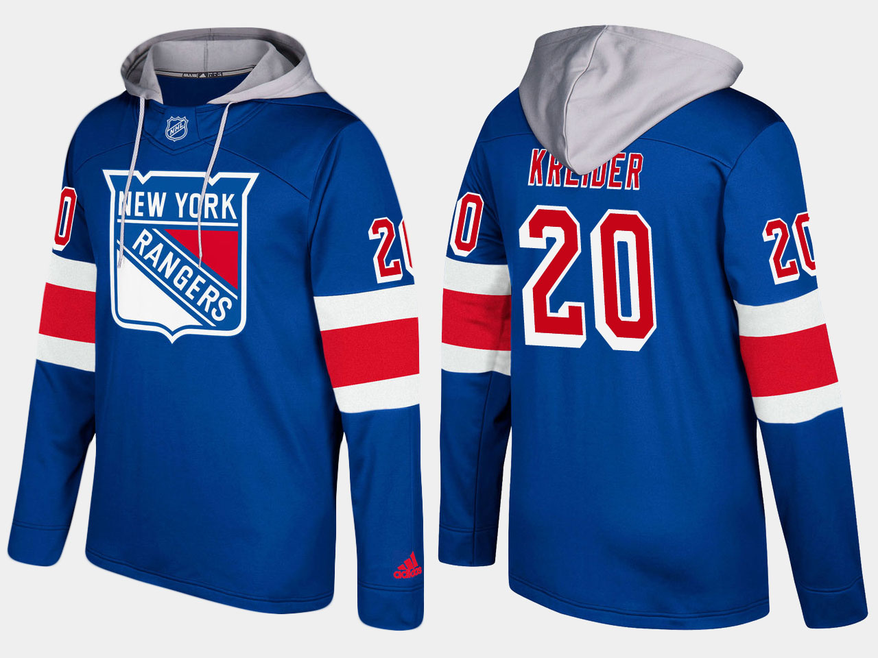Men NHL New York rangers 20 chris kreider blue hoodie